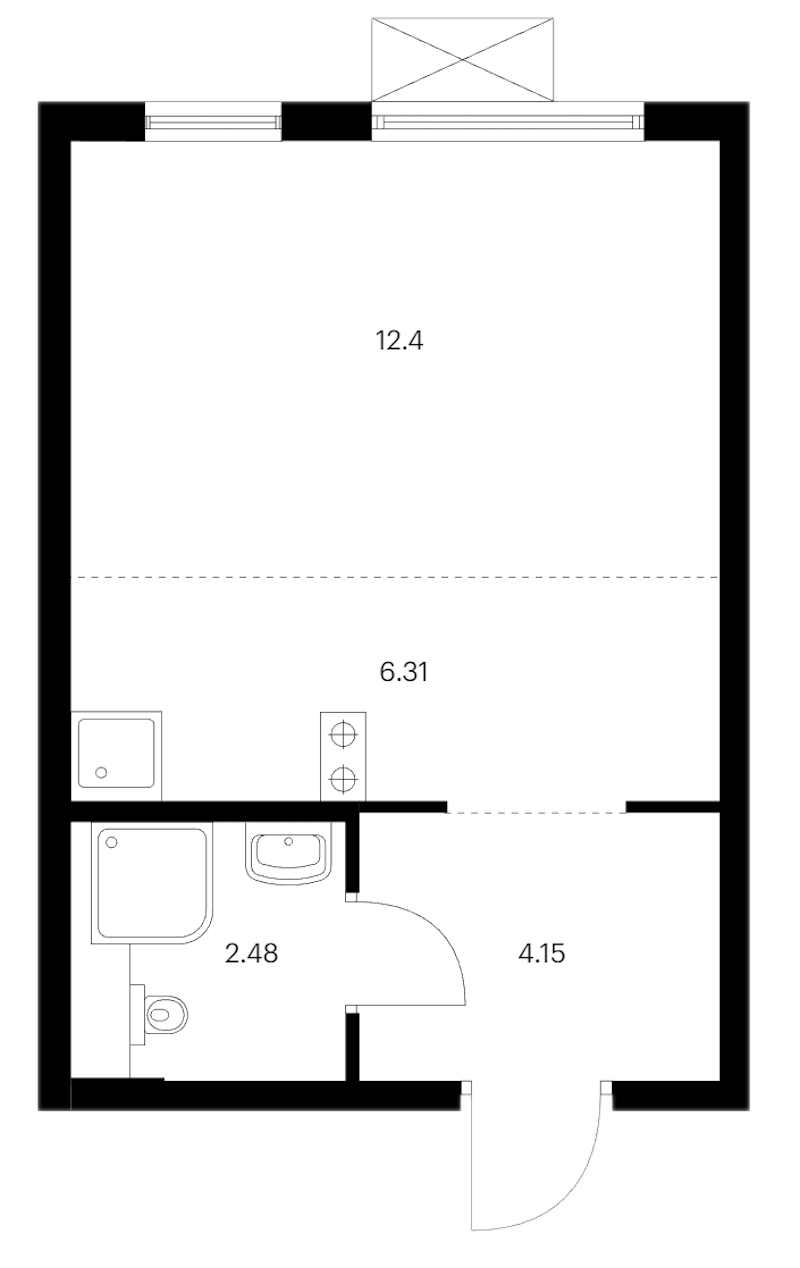 Квартира студия 25.34 м², 13/24 эт., ЖК «Заречный парк»